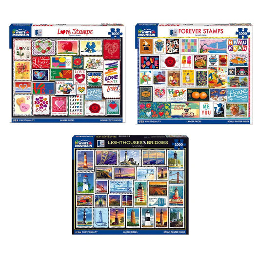 Set of 3:  Stamps Collectors Bundle 1000 piece