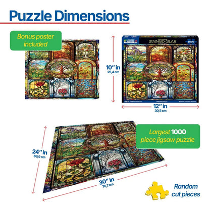 Four Season Stained Glass (2139pz) - 1000 Piece Jigsaw Puzzle