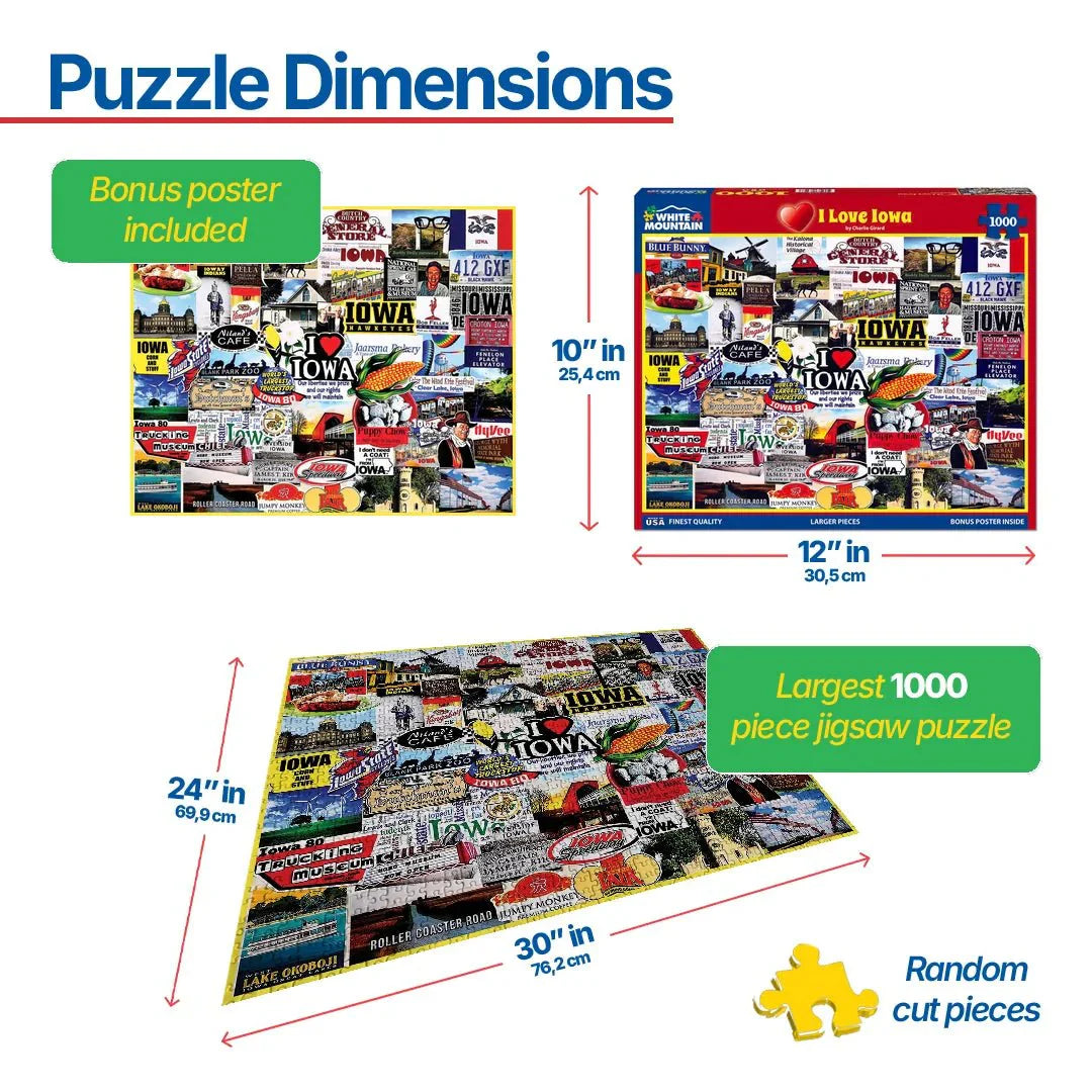 I Love Iowa (1778pz) - 1000 Piece Jigsaw Puzzle