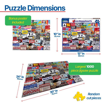 I Love Massachusetts (1408pz) - 1000 Piece Jigsaw Puzzle