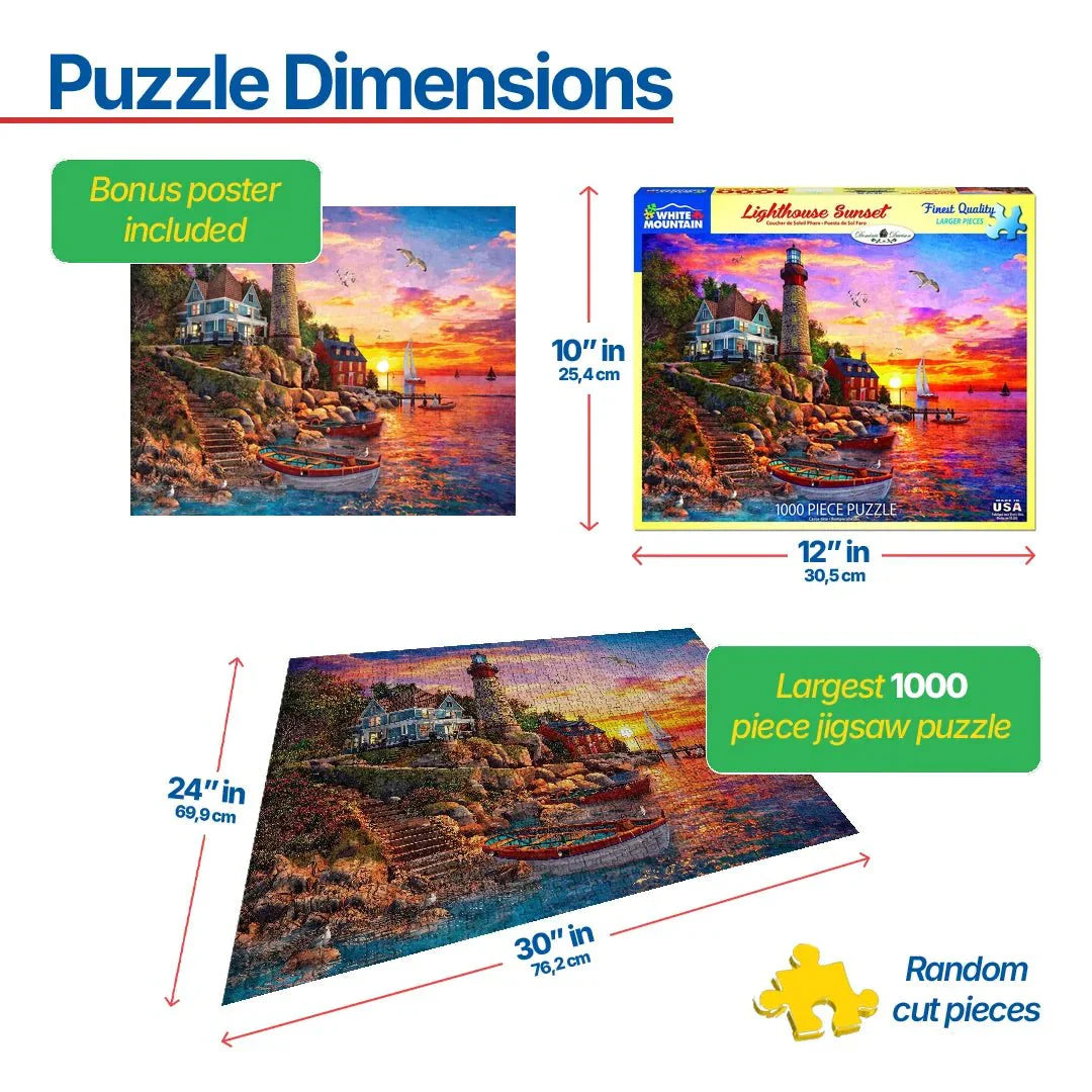Lighthouse Sunset (1583pz) - 1000 Piece Jigsaw Puzzle