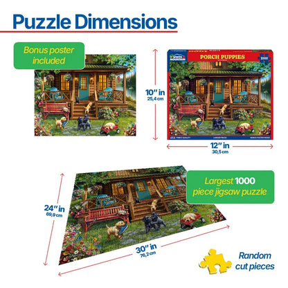 Porch Puppies (2158pz) - 1000 Piece Jigsaw Puzzle