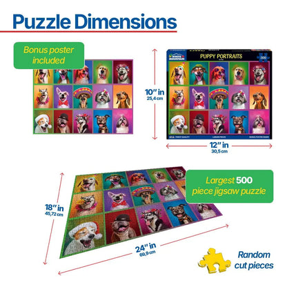 Puppy Portraits (1853pz) - 500 Piece Jigsaw Puzzle