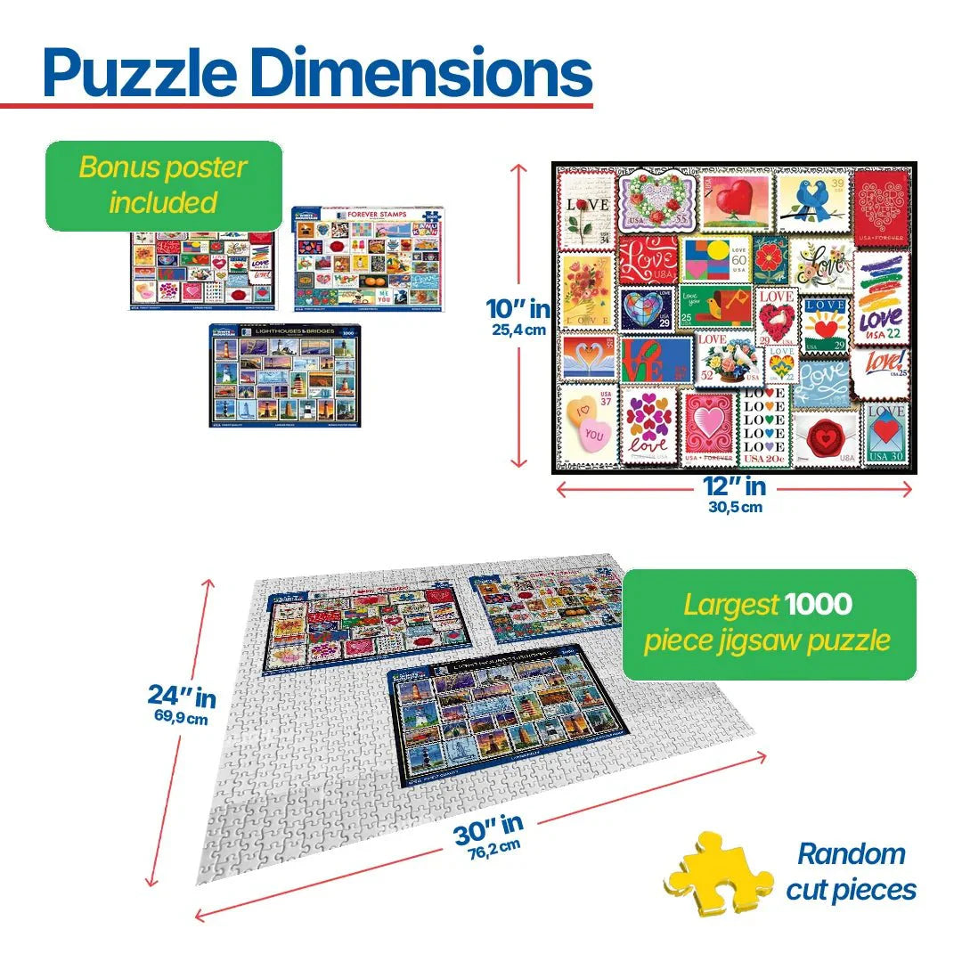 Set of 3:  Stamps Collectors Bundle 1000 piece